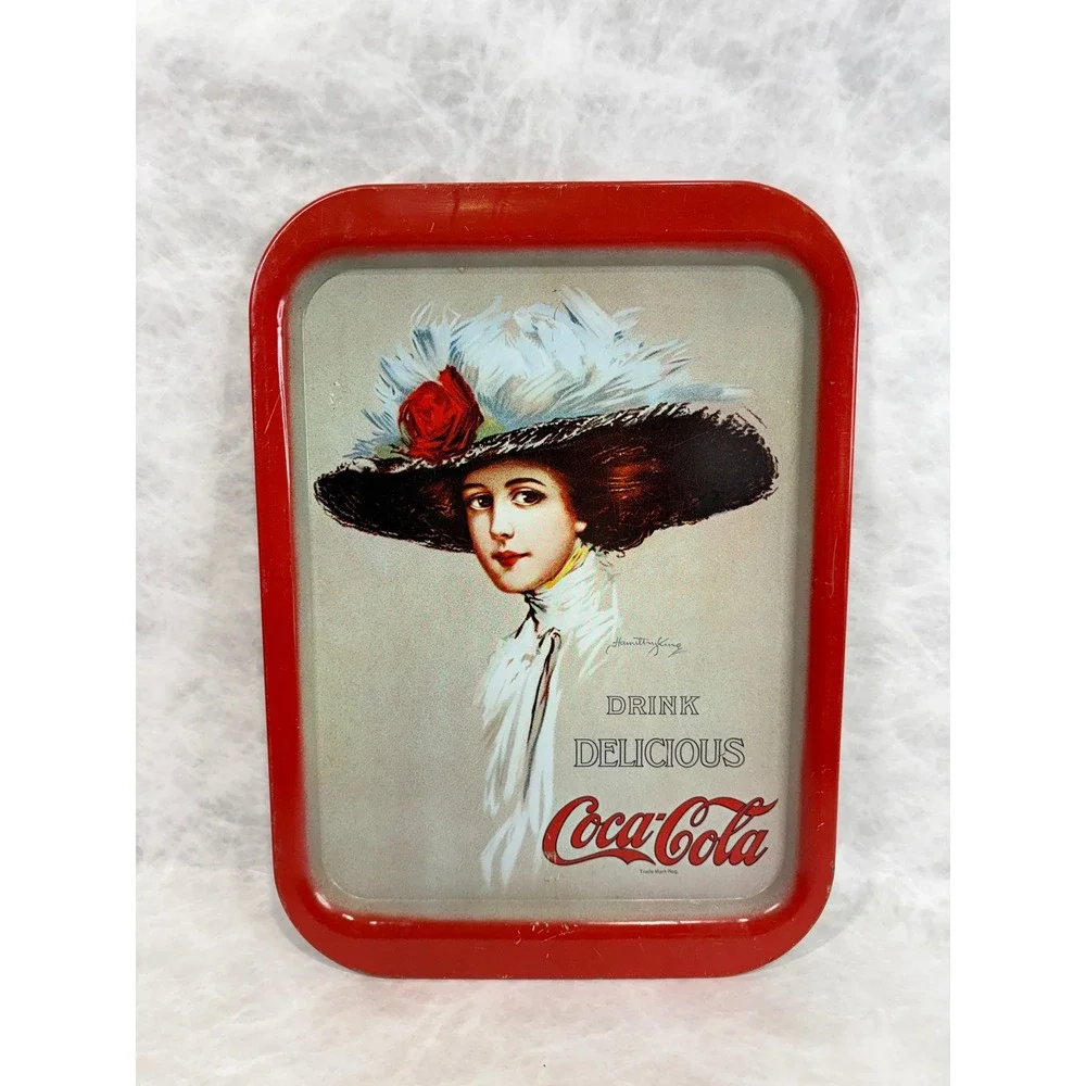 Vintage Coca-Cola Metal Serving Tray Hamilton King Girl Red Tin Sign 13x10